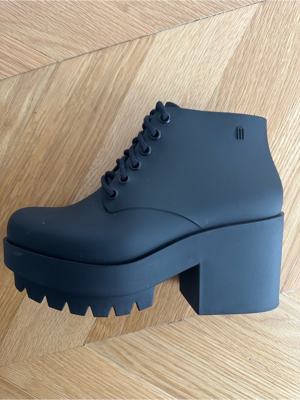 Melissa Black Lace-Up Platform Ankle Boot